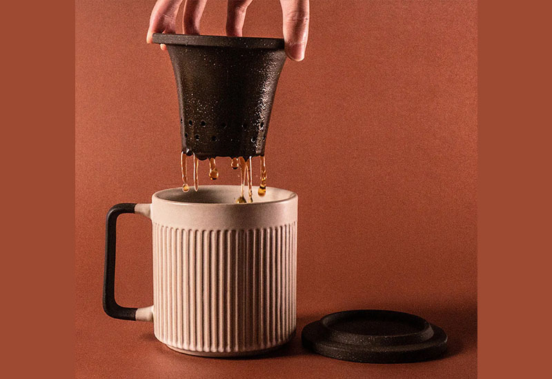 直紋泡茶杯550ml-窯變釉（杯、茶濾內膽、蓋子三件式）